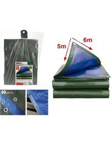 Lona impermeable para exteriores de 3x4m | Tela de polietileno reforzada de 180g/m² con ojales, resistente al desgarro para pintura al aire libre, toldo con ojales anticorrosión y cuerdas perimetrales