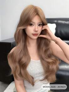 alicegarden Forehead Lace 4 * 1, Forehead Lace Curly Hair Wig, Medium Brown Long Curly Hair Wig, 26 Feet Long, Natural And Realistic Wig For Daily Use - Brown - View 2
