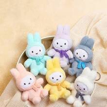 1.ª generación VIPO Miffy Pose sentada Caja ciega Charm, Accesorio de peluche de conejo con licencia oficial, 6 ediciones regulares + 1 edición oculta (Mayer), Colores de macarrón pastel (melocotón rosa/blanco leche/limón amarillo/azul estrella/lavanda/verde menta), Material de peluche suave, Incluye cordón para llavero, Decoración para bolso, teléfono, llaves, Regalo coleccionable para fans de Miffy, Adorno de dibujos animados de cruzada