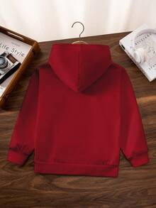 Tween Boy Classic Casual Versatile Solid Red Sweatshirt, Suitable For Layering Or Wearing Alone - Red - View 2