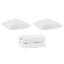 Edredón Larryhot con funda de almohadas, 3 piezas, microfibra blanca, bonito y práctico - Blanco - Ver 2
