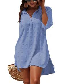 Women's Swimsuit Cover - Ups White Chiffon Bikini Swimwear Beach Dress Outfits Summer 6HQS - 藍色02 - 查看 12