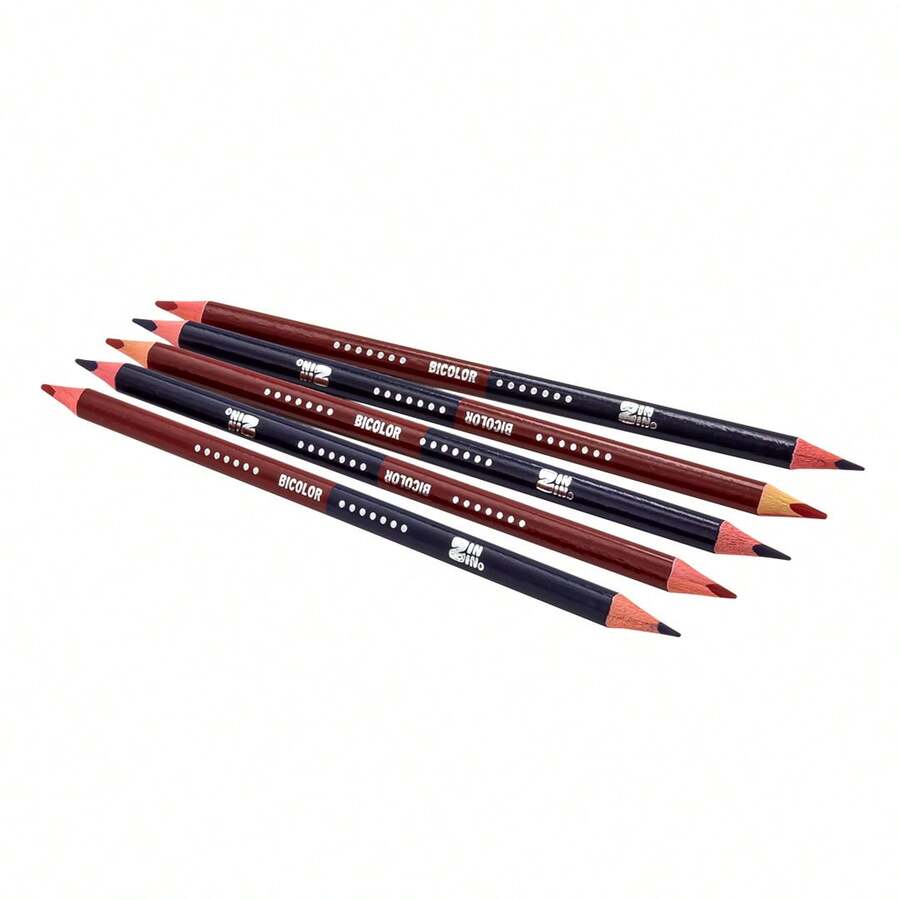 Set 12 Lápices Bicolor Triangular ZIN-0005, Ergonómicos, Rojo-Azul, Doble Punta, Muy Resistentes para Tareas, Correcciones, Dibujo y Uso Escolar/Oficina - Mina Suave y Duradera - Multicolor - Ver 1