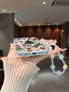 Weihnachtsbaum bemalt, geflochten, gewellter Rand, transparent, befestigtes Armband, flach, bedruckt, bunt, sturzsicher, süß, kompatibel mit iPhone 17/17 Pro/17 Pro Max/16/16 Pro/16 Pro Max/16 Plus/10, sturzsichere Hüllen, neue 14 Candy 15 Handyhülle, XS bemalt, 78P, europäisch und amerikanisch, XR bemalt, 78GES2, bedruckt, Max, kompatibel mit iPhone P15 Pro MXA, sturzsicher, P14, verdickt, P13, weiche Schale, P12, Komplettpaket, P11, sturzsichere kreative Handyhülle - Verschiedenfarbig - Übersicht 6