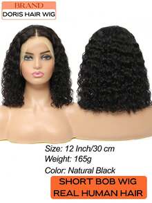 Bob Wig 100% Human Hair Wigs 200% Density Deep Curly Wave Real Human Hair Wigs OnClearance Lace Front Wig Pre Plucked Deep Water Wave Hd Lace Short Glueless Wigs For Women, Natural Black Color Brazilian Virgin Lace Wigs Pelucas De Cabello Humano 100 Natural Perfect For Daily Wear, Special Occasions, Parties, Halloween, Weddings, Dance, Cosplay,New Year, Christmas - Natural Black - View 4