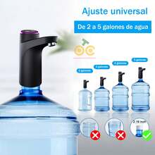 1 Pieza Dispensador De Agua PortáTil EléCtrico Recargable, Bomba De Agua EléCtrica Plegable AutomáTica Y De Varios Engranajes, Dispensador De Agua PortáTil Recargable Por Usb-C,Dispensador De Agua Con BateríA De Carga RáPida, Recargable Por Usb 100%, Luz Indicadora De Encendido AutomáTico, PláStico Y Liviano, Adecuado Para Varios TamañOs De Botellas De Agua De Vidrio, DiseñO ErgonóMico De Agua Potable, HigiéNico Y  , Material De Acero Inoxidable, PortáTil Y FáCil De Instalar. - Negro - Ver 5
