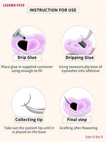 50/100/200/300/500/600/700支装心形睫毛胶收纳盒，睫毛嫁接用品，加厚扇形托盘 - 彩色 - 查看 4