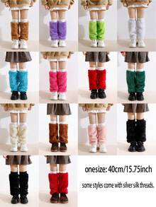 1双女童时尚仿毛皮腿套，保暖蓬松，亮丽色彩，经典百搭简约冬季腿套 - 彩色 - 查看 3