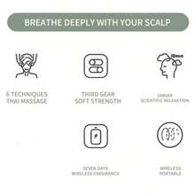 頭皮按摩器,電動按摩爪,帶振動刺激頭部,深度放鬆,便攜式無線頭部抓撓按摩器,適合家庭、辦公室、旅行 - 白色 - 查看 3