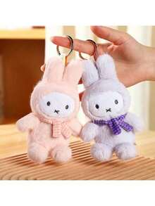 1.ª generación VIPO Miffy Pose sentada Caja ciega Charm, Accesorio de peluche de conejo con licencia oficial, 6 ediciones regulares + 1 edición oculta (Mayer), Colores de macarrón pastel (melocotón rosa/blanco leche/limón amarillo/azul estrella/lavanda/verde menta), Material de peluche suave, Incluye cordón para llavero, Decoración para bolso, teléfono, llaves, Regalo coleccionable para fans de Miffy, Adorno de dibujos animados de cruzada