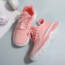 Kids Lace-Up Sneakers – Lightweight Breathable Running & Walking Shoes For Boys & Girls, Gym & Outdoor Sports, Little Kid/Big Kid - 粉色 - 查看 5