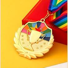 1枚优质锌合金奖牌 - 适用于运动和户外活动、马拉松、圣诞派对和装饰 - 提供粉色、金色、银色可选，体育比赛冠军奖牌，配有颈带，适用于体育运动、游戏比赛、道具、奖励、派对礼物和装饰、庆祝活动、团队运动、户外活动、各种比赛奖项