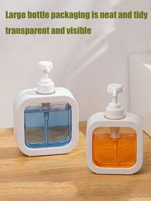 1pc 500ml/300ml Transparent Refillable Liquid Soap/Shower Gel Dispenser Bottle - Multicolor - View 2