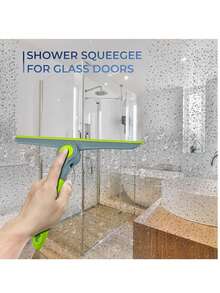 Multifunktionaler drehbarer Abzieher - zum Reinigen von Fenster, Glastür, Autoscheibe - hochelastische Gummilippe hinterlässt keine Streifen - stilvolles grün-graues Farbschema ist super auffallend