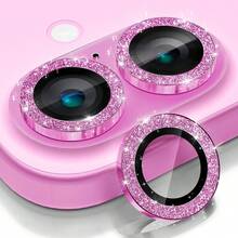 1 Set Camera Lens Protector Film For IPhone 17/16/15/14/13/12/11 Pro Max, [Anti-Drop] [Compatible With Phone Case] [Easy Installation] Camera Screen Protective Film Accessories - Pink - View 10