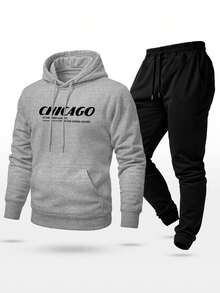 Chicago Third Largest City Unisex Printed Sweatshirt Set, Hoodie, Pants And Kangaroo Pocket Top