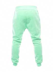 Pantalon de survêtement en coton pour homme avec taille élastique et cordon de serrage, pantalon de survêtement confortable au quotidien, matière douce, coupe ajustée, parfait pour l'entraînement, la salle de sport et la détente à la maison - Vert menthe - Voir 2