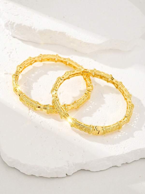 سوار أنيق بطراز عربي باللون الذهبي للنساء