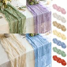 Cheesecloth Table Runner, Suitable For Bridal Shower Decorations, Weddings, Thanksgiving, Christmas, And Birthday Celebrations. Cheesecloth Spring Table Runner For Baby Shower Bridal Wedding Decoration Gauze Rustic Table Runner For Party First Communion Centerpiece Engagement.
