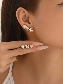 6 件套优雅锆石小环耳环，不锈钢，适合日常佩戴 - 彩色 - 查看 17