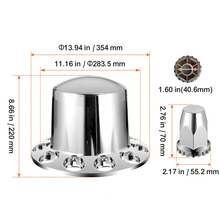 Rear Axle Wheel Covers, Dome Axle Cover For Semi Truck, ABS Electroplate Rust-Resistant Lug Nut Covers, Universal Fit, Installation Tool Included, Complete Axle Cover Combo Kit - 13.94x8.66 inch - 查看 10