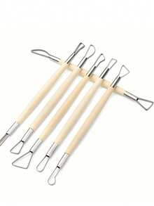 6pcs Ceramic Clay Sculpting Double-Headed Carving Tools Set, Polymer Clay Modeling Craft Tools