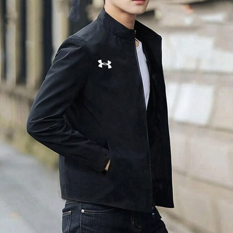 Under Armour 男裝新款運動透氣跑步防風立領夾克 - 黑色 - 查看 1