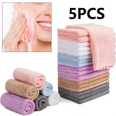 Reusable Makeup Remover Cloths, Soft Washable Coral Fleece Microfiber Towels/Washcloths, Suitable For Face, Eyes, Lips