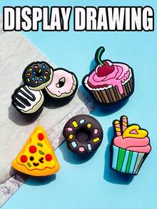 33 PCS Food Collection Series - Durable Colored PVC Shoe Decorations, Suitable For Fun Shoe Decorations, The Perfect Gift Set For Doughnut Lovers, DIY Handicrafts, Food Pattern Combinations, Durable Decorative Accessories, Creative Design, High-Quality Craftsmanship