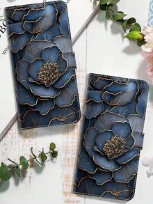 GLANDOTU PU Leather Flip Cover Phone Case With Blue Peony Pattern, Card Slots And Stand, Magnetic Wallet Style Case Compatible With Samsung Galaxy, Apple, And Other Smartphones - Multicolor - View 6