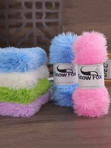 1包人造毛皮纱线，手工睫毛纱线，编织针，羽毛绒粗线，适合编织外套、睡衣、围巾、帽子、披肩、背心，粗线，100%涤纶，蓬松质地，柔软 - 彩色 - 查看 2