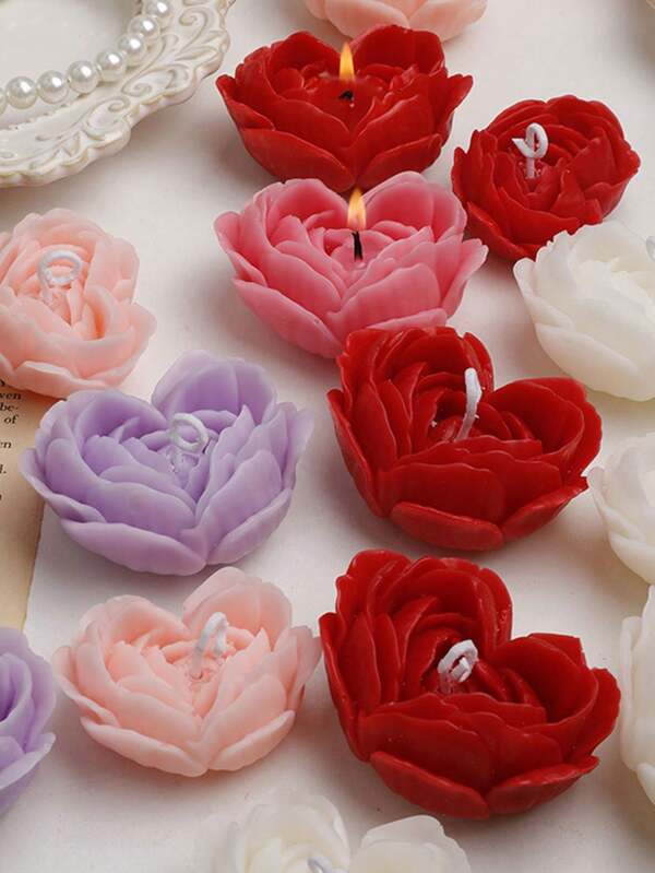 1 Stück herzförmige Rosenduft Kerze, Duftgeschenk für Valentinstag, Geburtstag, Dekoration