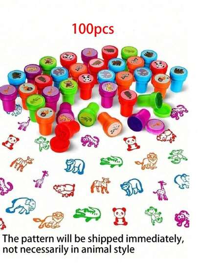 100 Stücke Kinder Selbstfärbende Stempel, Kinderspielzeug Stempel, Gesichtsstempel, Scrapbooking, DIY Malerei, Album Dekoration. Süße Stempeldesigns können sich wiederholen. Schreibwaren Spielzeug für Jugendliche. Dekoration für Halloween, Thanksgiving, Weihnachtsgeschenke. Zufällige Tier-, Zahlen- und Buchstabendrucke für Geburtstag, Neujahrsgeschenke - Bestes Geschenk für Kinder (Verpackung und Farbmuster sind zufällig), Basteln, Geburtstag, Bastelset