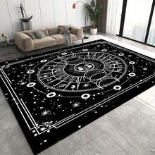 5x7 Astrology Moon Phases Witchcraft Bohemian Style Rug - Black And White Sun And Moon Pattern Machine Washable Polyester Mat, Suitable For Bedroom, Living Room, Kitchen, Hallway - Astrology Tarot Carpet, Moon Decoration, Mysterious Room Embellishment - 彩色 - 查看 10