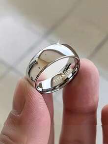 6mm Durable Titanium Steel Ring For Men And Women - Individually Unplated, Simple Design, Ideal Gift - 銀色 - 查看 7