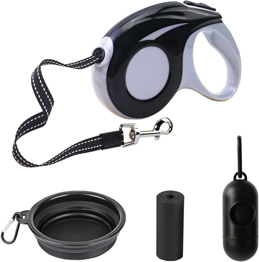 Correa Retráctil para Perros, 5m yón Plegable para Mascotas - Negro - Ver 1