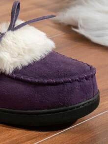 Dép xốp nhớ mật độ cao, dép đi trong nhà lót nhung cho mùa đông, dép chống trượt trang trí nơ, dép đi trong nhà cho nữ, quà tặng ngày lễ - Màu tím - Xem 6