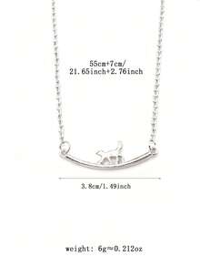 1入組極簡時尚小貓吊墜項鍊 - 銀色 - 查看 5