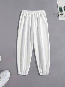 Men's Sports Fitness Casual Pants, Loose Version, Belt Adjustment, Suitable For Spring And Summer Outdoor Sports And Fitness - trắng - Xem 2