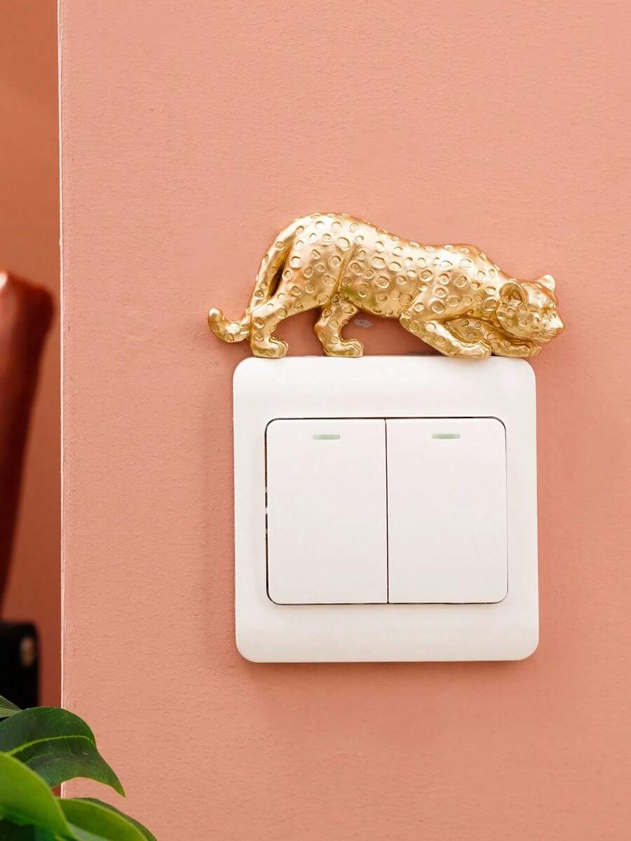 1 miếng dán công tắc in họa tiết da báo, decal dán tường, nhãn dán vinyl, trang trí nhà cửa, trang trí mùa xuân, làm mới không gian sống, nhãn dán trang trí Rama.