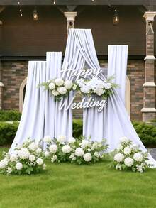 2pcs 6m White Chiffon Archway Fabric, Wedding Archway Fabric, Birthday Party Background Decoration, Polyester Romantic Party Decoration For Wedding, Wedding Party Bridal Shower Decor Room Decoration Supplies, Suitable For Wedding Archway, Stair Fence Decor, Chair Back Decoration, Sheer Mesh Door Curtain, Gauze Table Runner, Table Cover, Banquets Party Supplies