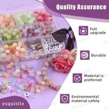 681Pcs 12 Colors 8mm Glass Jade Beads Bracelet Making Kit Includes Pendants Charms Spacer Beads Elastic Strings Scissors For DIY Necklace Beginners Girls' Birthday Gift