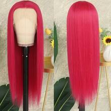 13x4 Free Part Mint Green Long Straight Lace Front Wigs Glueless Long Silky Straight Wigs Pre Plucked HD Lace 180% Density Light Green Wig Soft Free Part Wear And Go Lace Front Wigs For Fashion Women Party & Daily Wear 26 Inch - 玫瑰紅 - 查看 6