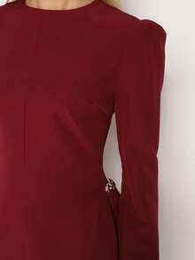 Metal Applique Decor Flared Dress - Red - View 10