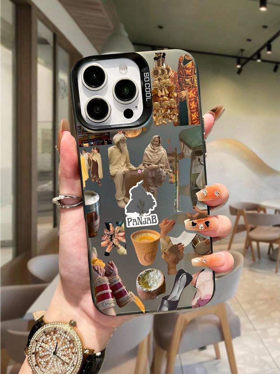 1 件创意复古图案手机壳，IMD 防震防滑保护套，适用于 16/11/13/15/15 Plus/15 Pro/15 Pro Max/12/14 Pro Max/11 Pro Max/12 Pro/12 Pro Max/13 Pro/13 Pro Max/14 Pro/14 Plus、Galaxy/Redmi/Oppo/Vivo/Infinix - 灰色 - 查看 1