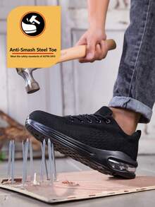 Zapatillas deportivas de hombre de estilo casual con cordones, ojales metálicos y suela acolchada, de unicolor y estilo cargo - Azul Marino - Ver 1