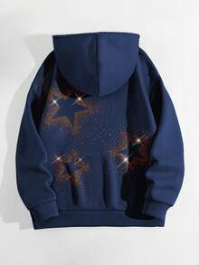 Áo hoodie/áo nỉ nữ LOVE JOYY dáng rộng, thời trang, đính đá lấp lánh. - Màu xanh hải quân - Xem 5