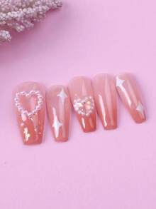 50 Peças de Ornamentos de Unha em Forma de Coração com Pérolas, Decorações de Arte de Unha 3D com Pérolas, Ornamentos de Unha Fofos, Suprimentos de Arte de Unha para o Dia dos Namorados, Artesanato de Unha com Pérolas em Forma de Coração Vazado Rosa e Branco, Decorações de Unha