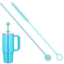 Silikonstrohhalm-Reinigungsbürste, wiederverwendbare Strohhalm-Reinigungsbürste mit biegsamem Stahlkern, extra lange weiche Flaschenbürste zum Reinigen von Glasstrohhalmen, zum Säubern von Spalten