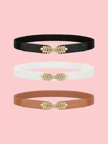 1条/3条/套 多色组合腰带，黑色腰带，女士弹力腰带，适合搭配连衣裙，复古金属扣弹力腰带，纤细腰带，百搭，适合日常、约会、商务、外套、连衣裙等场合。 - 彩色 - 查看 6